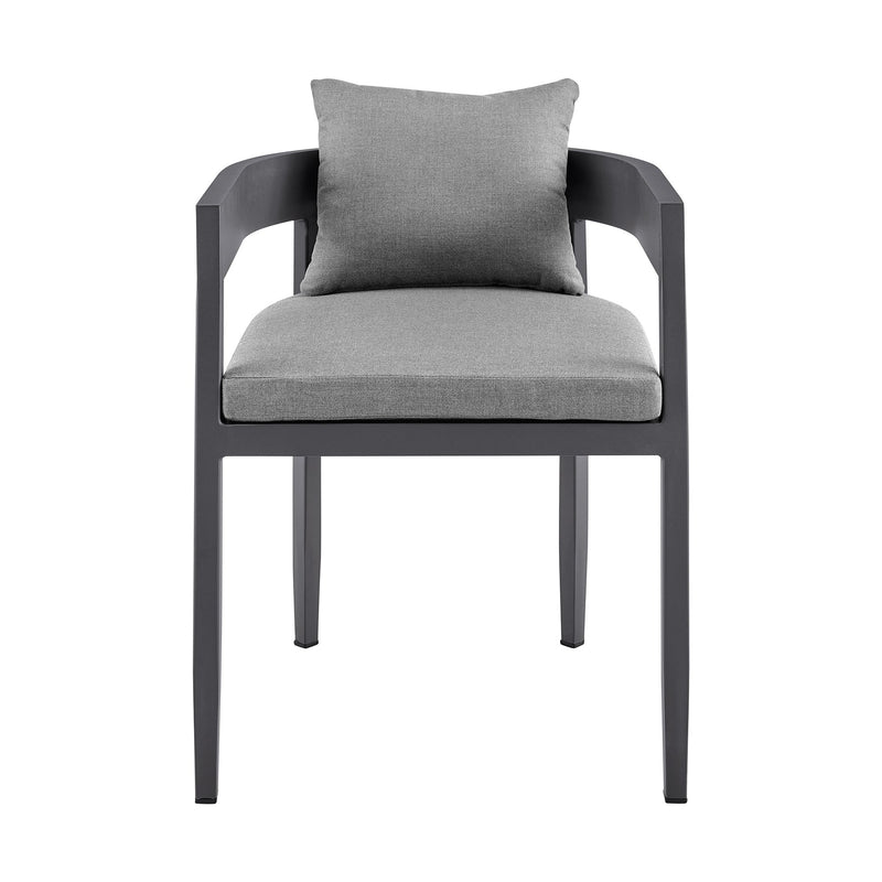 Menorca Outdoor Patio Dining Chairs in Aluminum with Gray Cushions - Set of 2 - Furniture City (CA)l
