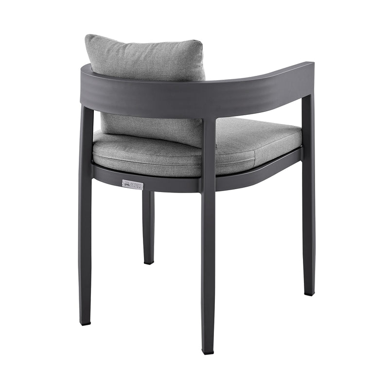Menorca Outdoor Patio Dining Chairs in Aluminum with Gray Cushions - Set of 2 - Furniture City (CA)l