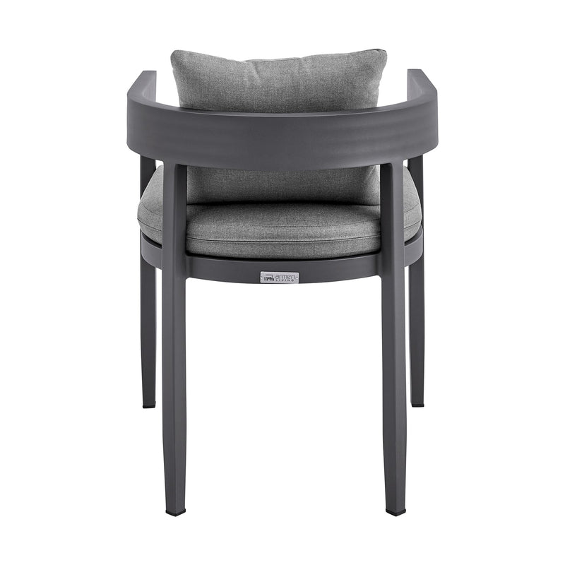 Menorca Outdoor Patio Dining Chairs in Aluminum with Gray Cushions - Set of 2 - Furniture City (CA)l