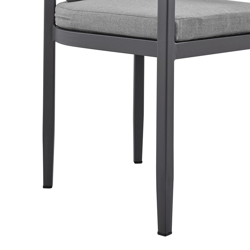 Menorca Outdoor Patio Dining Chairs in Aluminum with Gray Cushions - Set of 2 - Furniture City (CA)l