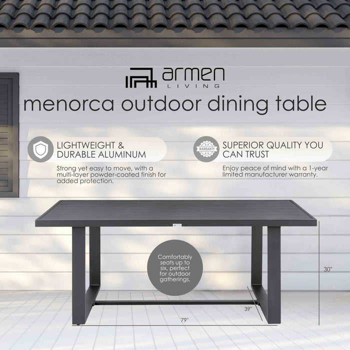 Menorca Outdoor Patio Dining Table in Aluminum