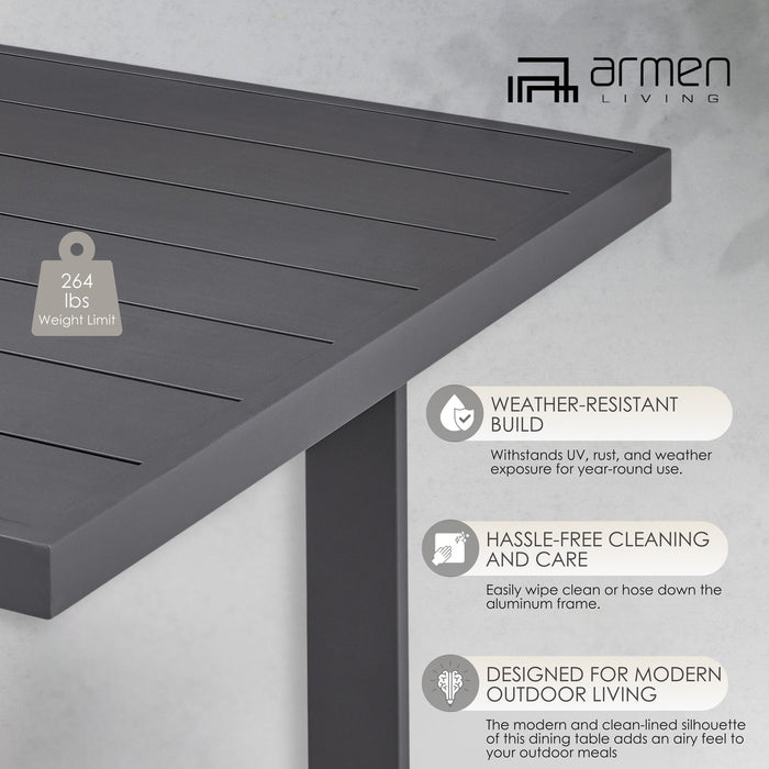 Menorca Outdoor Patio Dining Table in Aluminum