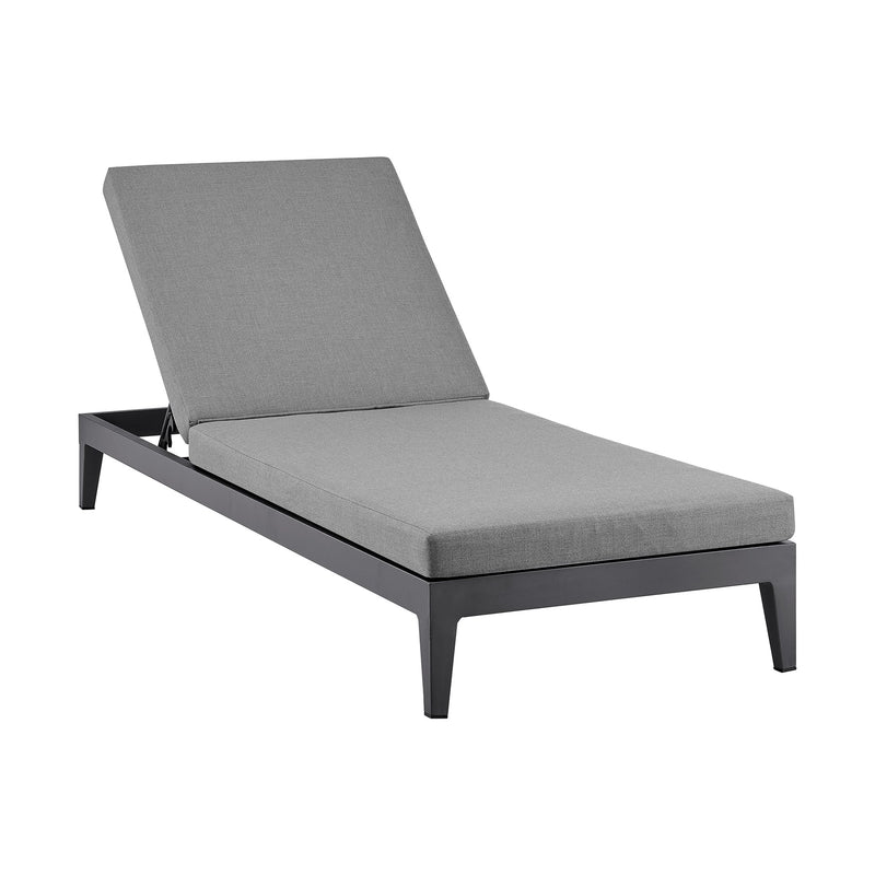 Menorca Outdoor Patio Adjustable Chaise Lounge Chair in Aluminum with Gray Cushions - Furniture City (CA)l