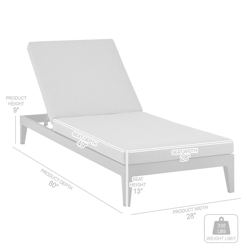 Menorca Outdoor Patio Adjustable Chaise Lounge Chair in Aluminum with Gray Cushions - Furniture City (CA)l
