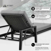Menorca Outdoor Patio Adjustable Chaise Lounge Chair in Aluminum with Gray Cushions - Furniture City (CA)l