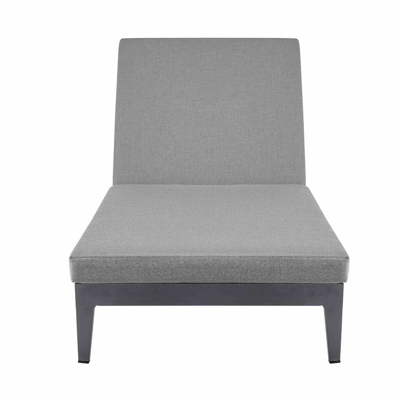Menorca Outdoor Patio Adjustable Chaise Lounge Chair in Aluminum with Gray Cushions - Furniture City (CA)l
