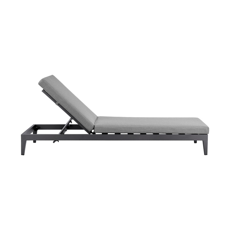 Menorca Outdoor Patio Adjustable Chaise Lounge Chair in Aluminum with Gray Cushions - Furniture City (CA)l