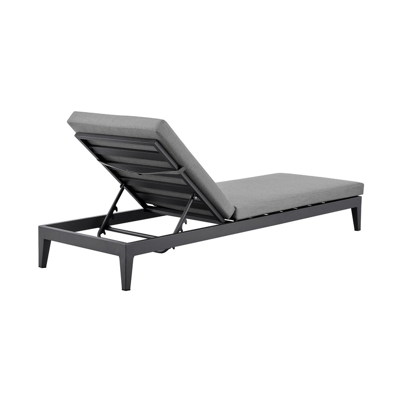 Menorca Outdoor Patio Adjustable Chaise Lounge Chair in Aluminum with Gray Cushions - Furniture City (CA)l
