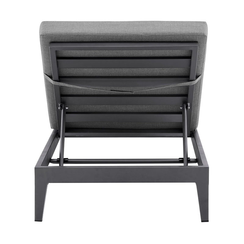 Menorca Outdoor Patio Adjustable Chaise Lounge Chair in Aluminum with Gray Cushions - Furniture City (CA)l