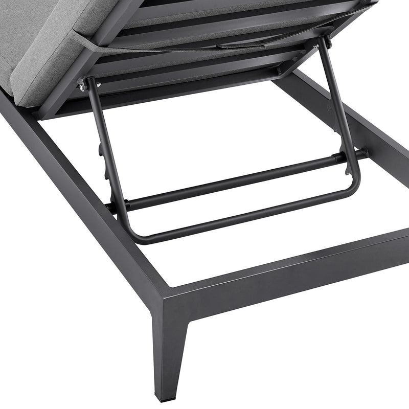 Menorca Outdoor Patio Adjustable Chaise Lounge Chair in Aluminum with Gray Cushions - Furniture City (CA)l