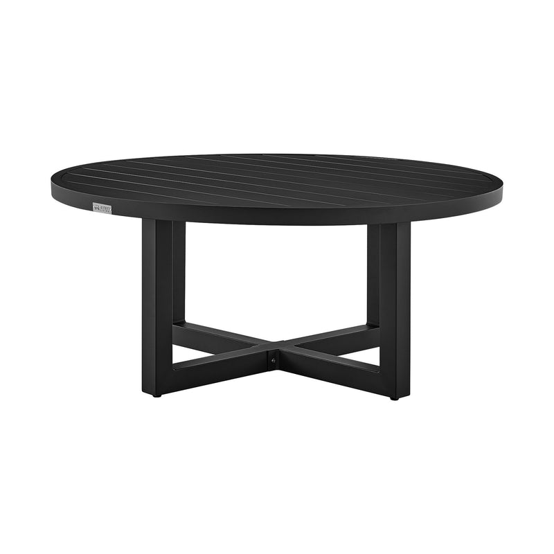 Menorca Outdoor Patio Round Coffee Table in Black Aluminum - Furniture City (CA)l