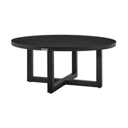 Menorca Outdoor Patio Round Coffee Table in Black Aluminum - Furniture City (CA)l
