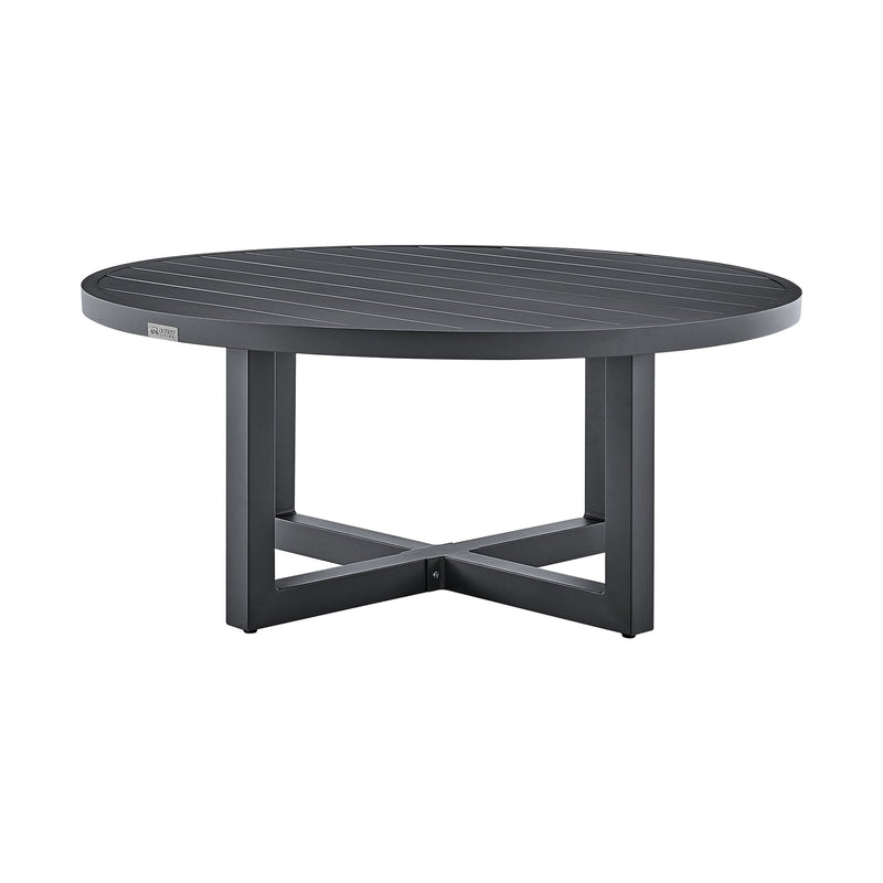 Menorca Outdoor Patio Round Coffee Table in Gray Aluminum - Furniture City (CA)l