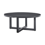Menorca Outdoor Patio Round Coffee Table in Gray Aluminum - Furniture City (CA)l