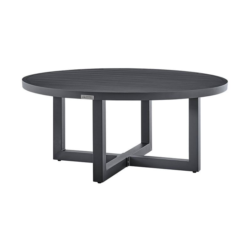 Menorca Outdoor Patio Round Coffee Table in Gray Aluminum - Furniture City (CA)l