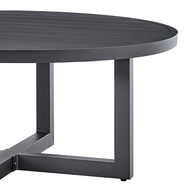Menorca Outdoor Patio Round Coffee Table in Gray Aluminum - Furniture City (CA)l