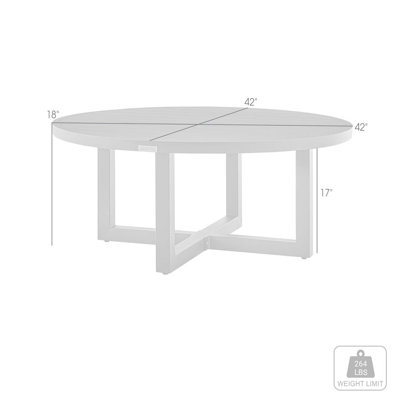 Menorca Outdoor Patio Round Coffee Table in Gray Aluminum - Furniture City (CA)l