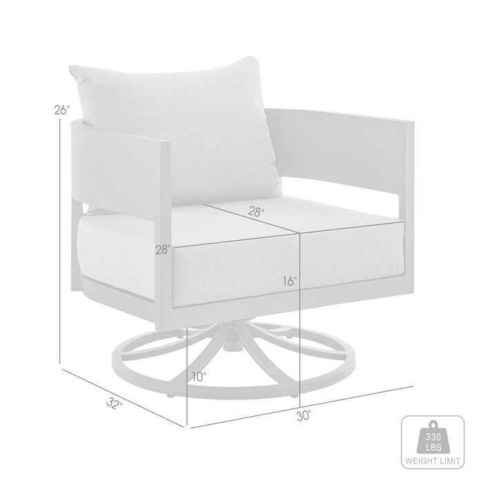 Menorca Outdoor Patio Swivel Rocking Chair in Gray Aluminum with Cushions