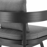 Menorca Outdoor Patio Swivel Counter Stool in Aluminum with Gray Cushions - Furniture City (CA)l