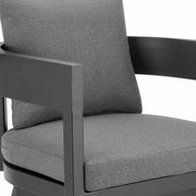 Menorca Outdoor Patio Swivel Bar Stool in Aluminum with Gray Cushions - Furniture City (CA)l