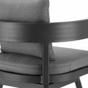 Menorca Outdoor Patio Swivel Bar Stool in Aluminum with Gray Cushions - Furniture City (CA)l