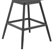 Menorca Outdoor Patio Swivel Bar Stool in Aluminum with Gray Cushions - Furniture City (CA)l