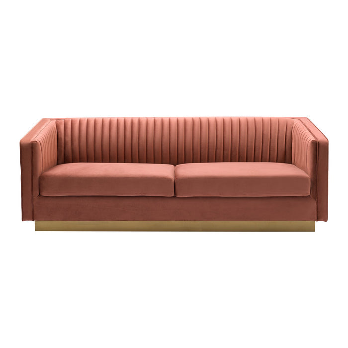 Miranda Blush Velvet and Gold Sofa
