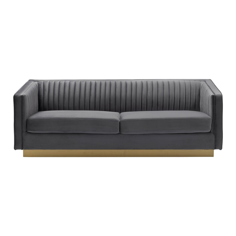 Miranda Dark Gray Velvet and Gold Sofa - Furniture City (CA)l