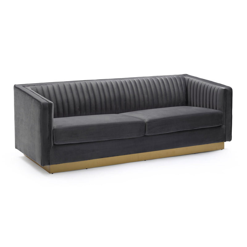 Miranda Dark Gray Velvet and Gold Sofa - Furniture City (CA)l