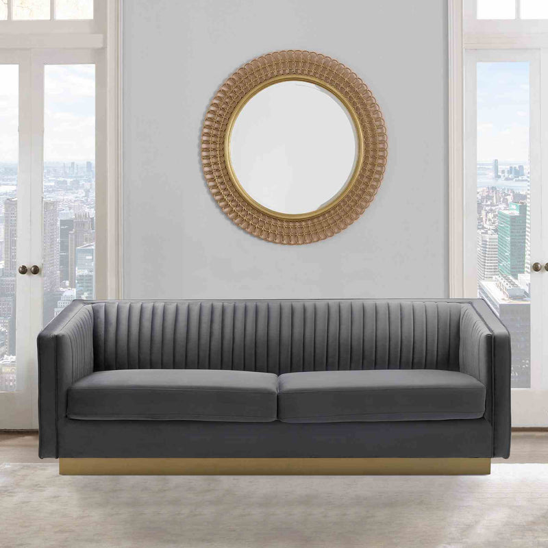 Miranda Dark Gray Velvet and Gold Sofa - Furniture City (CA)l