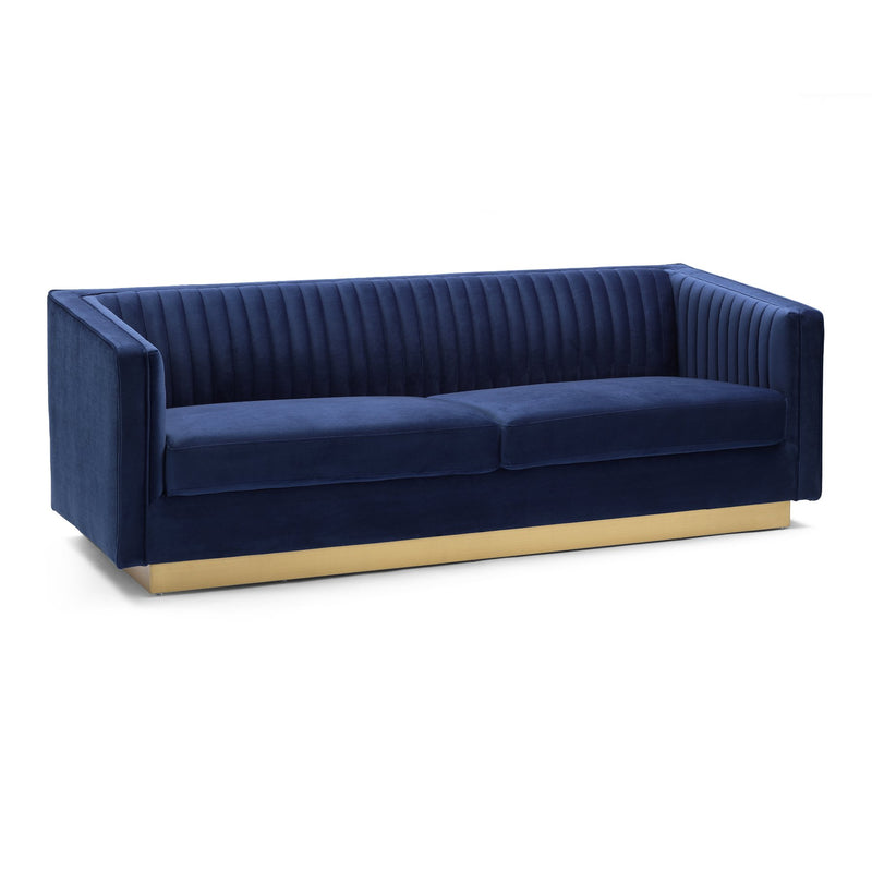 Miranda Navy Velvet and Gold Sofa - Furniture City (CA)l