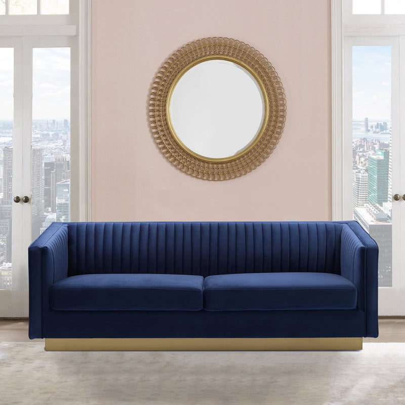 Miranda Navy Velvet and Gold Sofa - Furniture City (CA)l