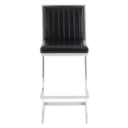 Marc 26" Vintage Black Faux Leather and Brushed Stainless Steel Bar Stool - Furniture City (CA)l