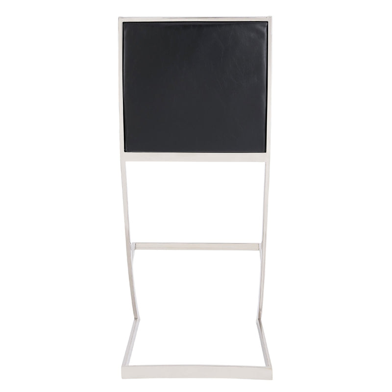 Marc 26" Vintage Black Faux Leather and Brushed Stainless Steel Bar Stool - Furniture City (CA)l