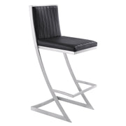 Marc 30" Vintage Black Faux Leather and Brushed Stainless Steel Bar Stool - Furniture City (CA)l