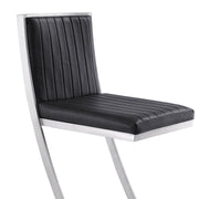 Marc 30" Vintage Black Faux Leather and Brushed Stainless Steel Bar Stool - Furniture City (CA)l
