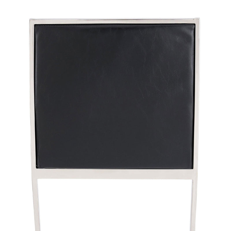 Marc 30" Vintage Black Faux Leather and Brushed Stainless Steel Bar Stool - Furniture City (CA)l