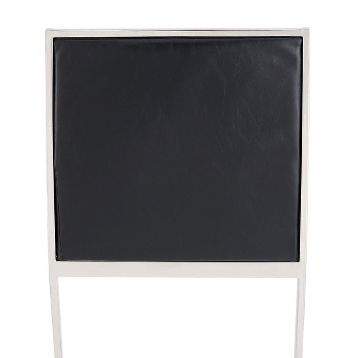 Marc 30" Vintage Black Faux Leather and Brushed Stainless Steel Bar Stool