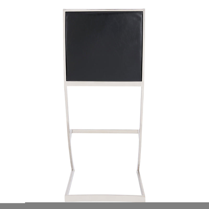Marc 30" Vintage Black Faux Leather and Brushed Stainless Steel Bar Stool - Furniture City (CA)l