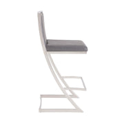 Marc 26" Vintage Gray Faux Leather and Brushed Stainless Steel Bar Stool - Furniture City (CA)l