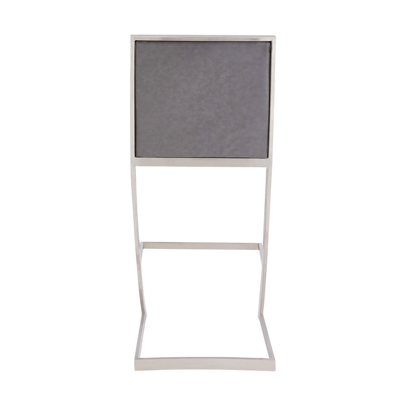 Marc 26" Vintage Gray Faux Leather and Brushed Stainless Steel Bar Stool - Furniture City (CA)l