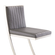 Marc 26" Vintage Gray Faux Leather and Brushed Stainless Steel Bar Stool - Furniture City (CA)l