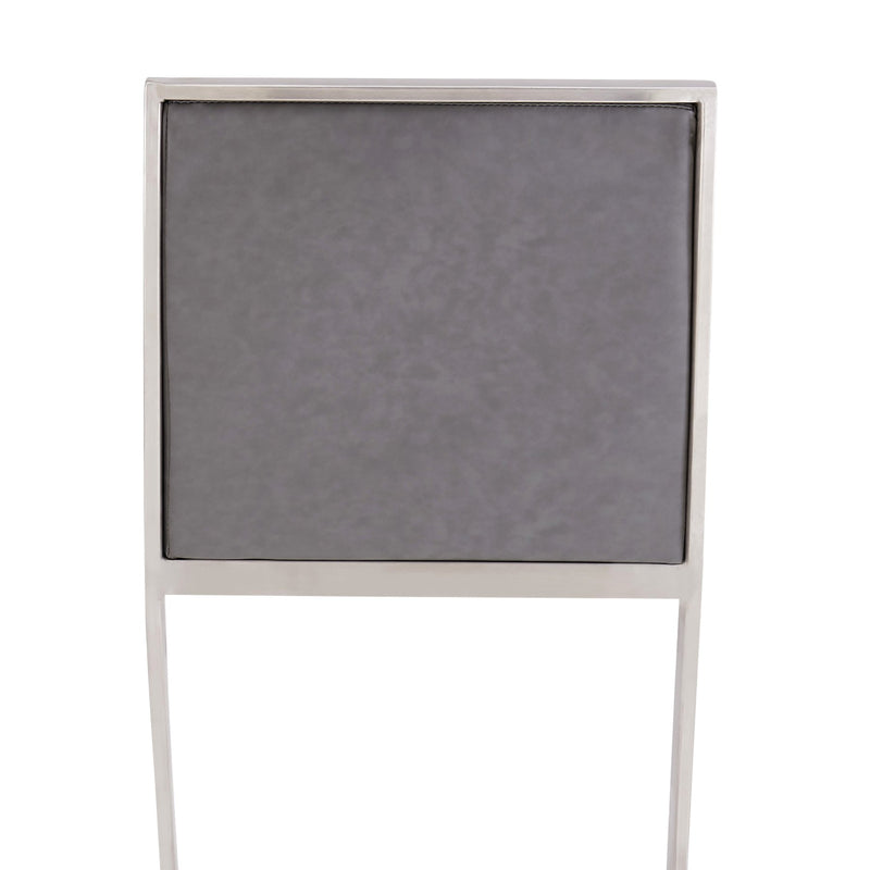Marc 26" Vintage Gray Faux Leather and Brushed Stainless Steel Bar Stool - Furniture City (CA)l