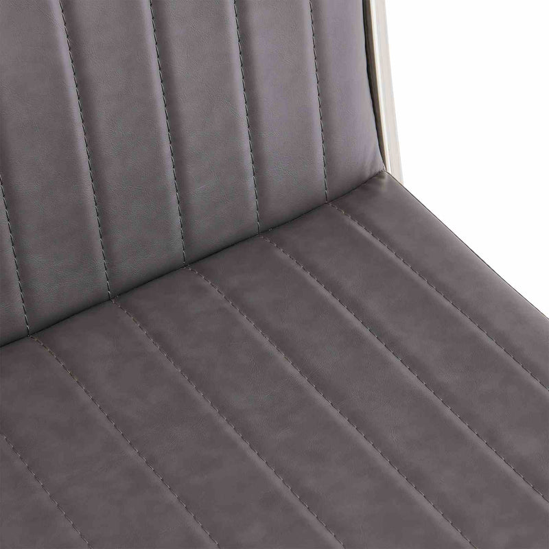 Marc 26" Vintage Gray Faux Leather and Brushed Stainless Steel Bar Stool - Furniture City (CA)l