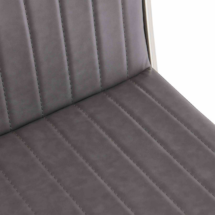 Marc 26" Vintage Gray Faux Leather and Brushed Stainless Steel Bar Stool