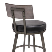 Montreal Mid-Century Adjustable Barstool in Mineral Finish with Black Faux Leather and Gray Walnut Wood Finish Back - Furniture City (CA)l
