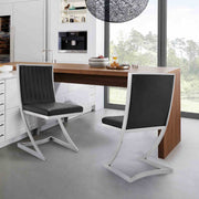 Marc Vintage Black Faux Leather and Brushed Stainless Steel Dining Room Chairs - Set of 2 - Furniture City (CA)l