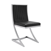 Marc Vintage Black Faux Leather and Brushed Stainless Steel Dining Room Chairs - Set of 2 - Furniture City (CA)l