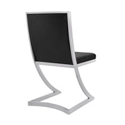 Marc Vintage Black Faux Leather and Brushed Stainless Steel Dining Room Chairs - Set of 2 - Furniture City (CA)l