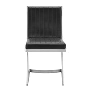 Marc Vintage Black Faux Leather and Brushed Stainless Steel Dining Room Chairs - Set of 2 - Furniture City (CA)l